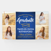 Gefeliciteerd 4 Foto Royal Blue Gold Yellow Afstud Spandoek (Horizontaal)