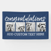 Gefeliciteerd 4 Foto u kunt achtergrond veranderen Spandoek (Horizontaal)