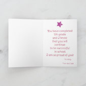Gefeliciteerd 5e klas afstuderen paarse en gouden kaart (Binnen)