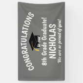 Gefeliciteerd, 8e graad Afstuderen grijs Spandoek (Verticaal)