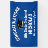 Gefeliciteerd 8e klas Afstuderen blauw Spandoek (Verticaal)