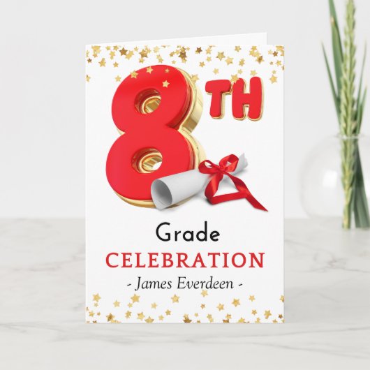 Gefeliciteerd 8e klas Afstuderen Kaart (Voorkant)