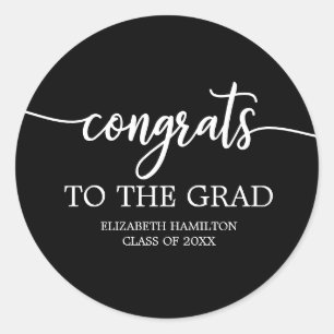 Gefeliciteerd Aan De Geslaagde Chic Calligraphy Af Ronde Sticker