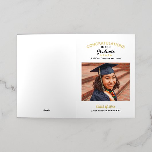 Gefeliciteerd Aangepaste foto Afstuderen Afstudere Folie Wenskaart (Buiten Laag)