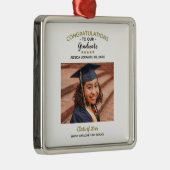 Gefeliciteerd Aangepaste foto Afstuderen Afstudere Metalen Ornament (Rechts)