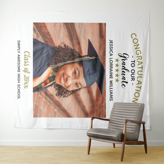 Gefeliciteerd Aangepaste foto Afstuderen Afstudere Wandkleed (In Situ (horizontaal))