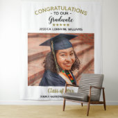 Gefeliciteerd Aangepaste foto Afstuderen Afstudere Wandkleed (In situ)