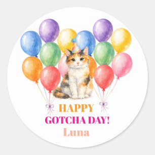 Gefeliciteerd Adoptiedag Calico Kat Ronde Sticker