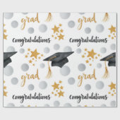 Gefeliciteerd Afgestudeerd Gouden Sterren Grijs St Cadeaupapier (Vlak)
