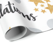 Gefeliciteerd Afgestudeerd Gouden Sterren Grijs St Cadeaupapier (Rol Hoek)