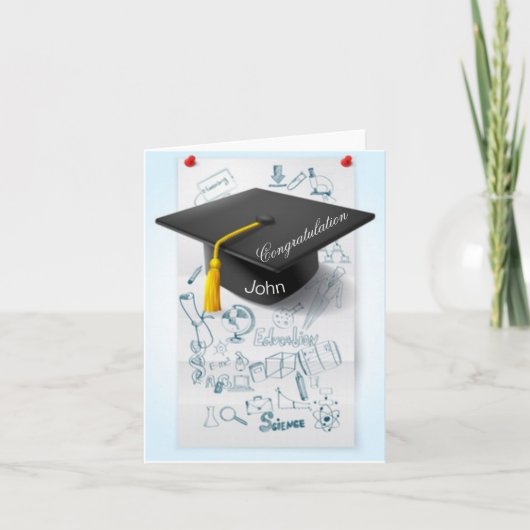 Gefeliciteerd afgestudeerd met persoonlijke naam kaart (Voorkant)