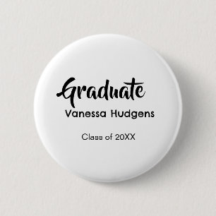 Gefeliciteerd afgestudeerd naam datum jaar klas un ronde button 5,7 cm