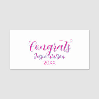 Gefeliciteerd afgestudeerd roze paarse naam jaar 2 naamplaatje