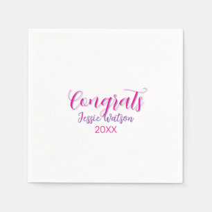 Gefeliciteerd afgestudeerd roze paarse naam jaar 2 servet