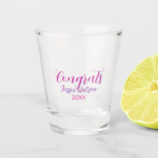 Gefeliciteerd afgestudeerd roze paarse naam jaar 2 shot glas