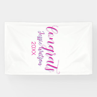 Gefeliciteerd afgestudeerd roze paarse naam jaar 2 spandoek
