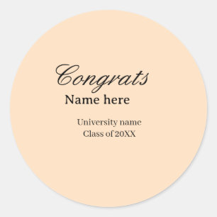 Gefeliciteerd afgestudeerd universiteitsnaam klas ronde sticker