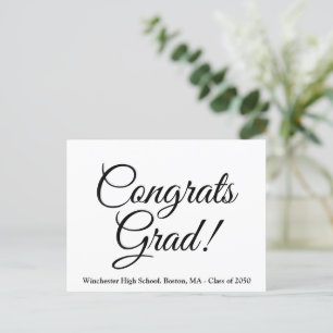 Gefeliciteerd afgestudeerd wit zwart aangepaste sc briefkaart