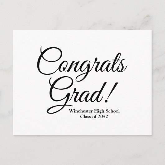 Gefeliciteerd afgestudeerd wit zwart aangepaste sc briefkaart (Voorkant)