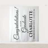 Gefeliciteerd afgestudeerde aangepaste zwarte scri wandkleed (Voorkant)