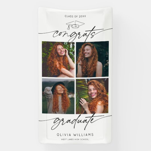 Gefeliciteerd Afgestudeerde Handgetekende Script F Spandoek (Verticaal)