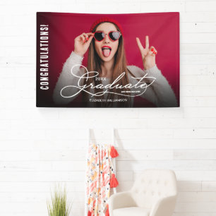 Gefeliciteerd Afgestudeerde Modern Foto Groot Spandoek