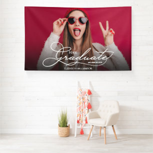 Gefeliciteerd Afgestudeerde Modern Foto Spandoek