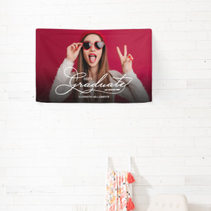 Gefeliciteerd Afgestudeerde Modern Foto Spandoek