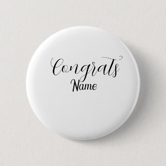 Gefeliciteerd afgestudeerde naam eenvoudig minimaa ronde button 5,7 cm