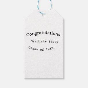 Gefeliciteerd afgestudeerde naam klas van 20XX typ Cadeaulabel