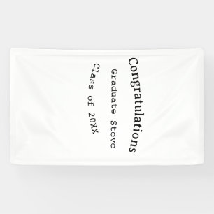 Gefeliciteerd afgestudeerde naam klas van 20XX typ Spandoek