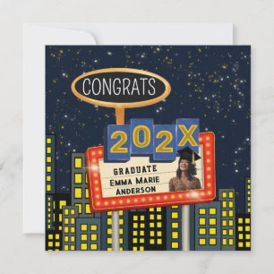 Gefeliciteerd Afgestudeerde Stadssilhouet Reclameb Aankondiging