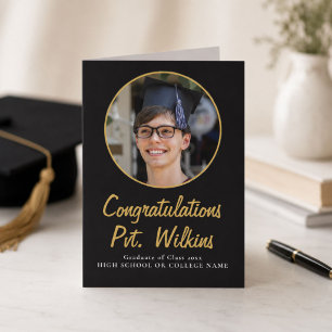 Gefeliciteerd Afgestudeerde Zwart Foto Afstuderen Kaart