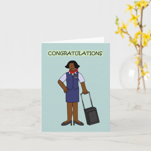 Gefeliciteerd Afro-Amerikaanse stewardess Kaart (Gele Bloem)
