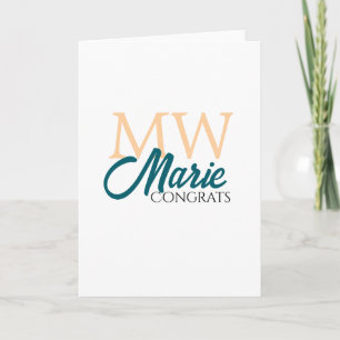Gefeliciteerd afstudeer monogram oranje blauw 20XX Kaart