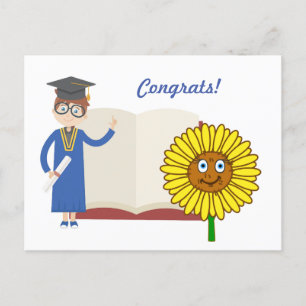 Gefeliciteerd Afstudeer Zon Bloem Ansichtkaart Briefkaart