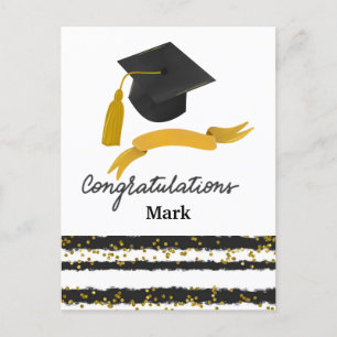 Gefeliciteerd Afstudeerconfetti zwart goud Briefkaart