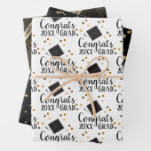 Gefeliciteerd Afstudeerder 2024 Zwart en Gouden Ve Inpakpapier Vel (In situ)