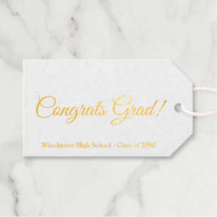 Gefeliciteerd afstudeerder aangepaste script schoo cadeaulabels