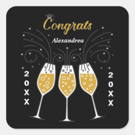 Gefeliciteerd Afstudeerder Afstuderen Gold Aangepa Vierkante Sticker