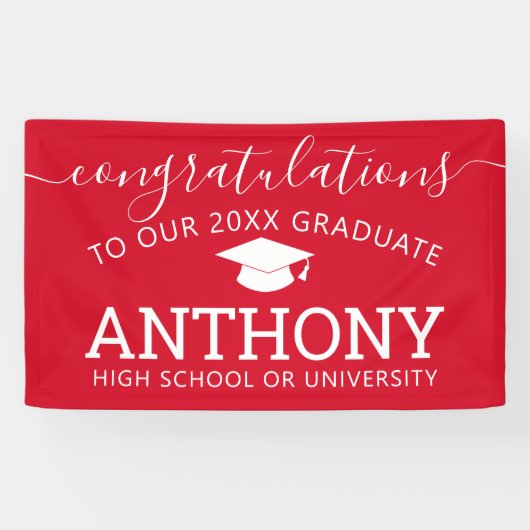 Gefeliciteerd Afstudeerder Afstuderen wit virtueel Spandoek (Horizontaal)