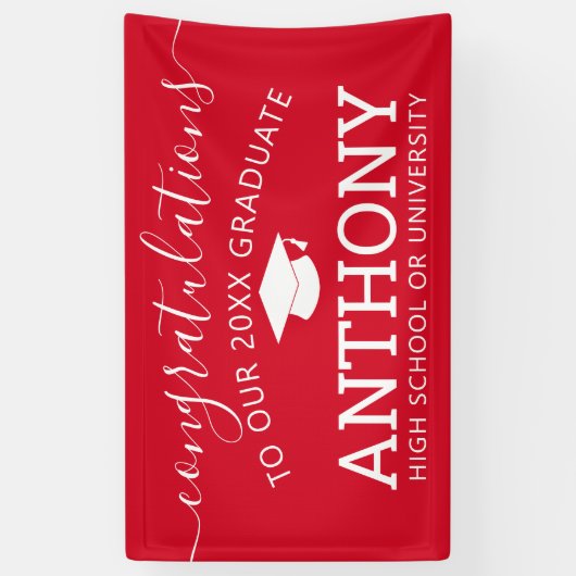 Gefeliciteerd Afstudeerder Afstuderen wit virtueel Spandoek (Verticaal)