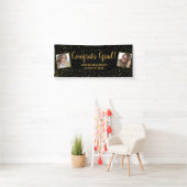 Gefeliciteerd Afstudeerder Black Gold Glitter 2 Fo Spandoek (Insitu)