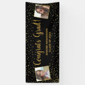 Gefeliciteerd Afstudeerder Black Gold Glitter 2 Fo Spandoek (Verticaal)