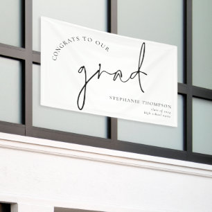 Gefeliciteerd Afstudeerder Black Script Afstuderen Spandoek