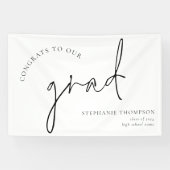 Gefeliciteerd Afstudeerder Black Script Afstuderen Spandoek (Horizontaal)