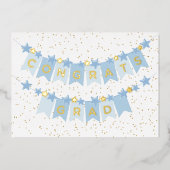 Gefeliciteerd Afstudeerder Blauwe Folie Kaart (Voorkant)