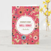 Gefeliciteerd Afstudeerder. Bloemenpatroon Aangepa Kaart (Gele Bloem)