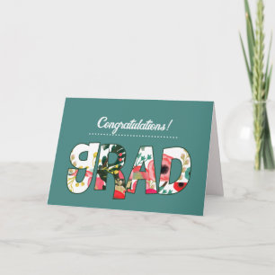 Gefeliciteerd Afstudeerder. Bloementekst Aangepast Kaart