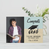 Gefeliciteerd Afstudeerder Blue Rustic Photo Afstu (Staand voorkant)